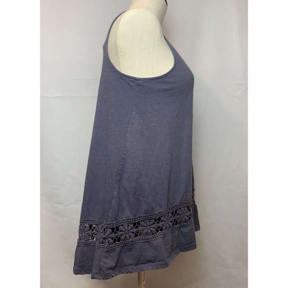 Mossimo Supply Co Womens Blue Gray Sleeveless Tank Top Crochet Lace Hi-Lo Hem M - Picture 4 of 13